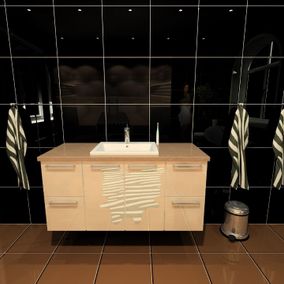 Jarihansa Oy Ltd:n valmistama kylpyhuoneen kaappi ja lavuaari